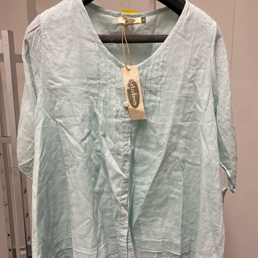Dolma Women's Soft Blue Button-Up Blouse